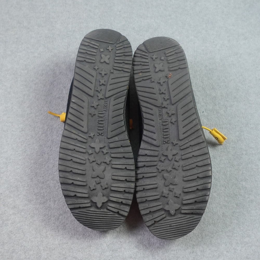 Hey Dude Shoes Mens Size 9 Black Yellow Casual Wally Sox Loafer Lightweight - Picture 8 of 10